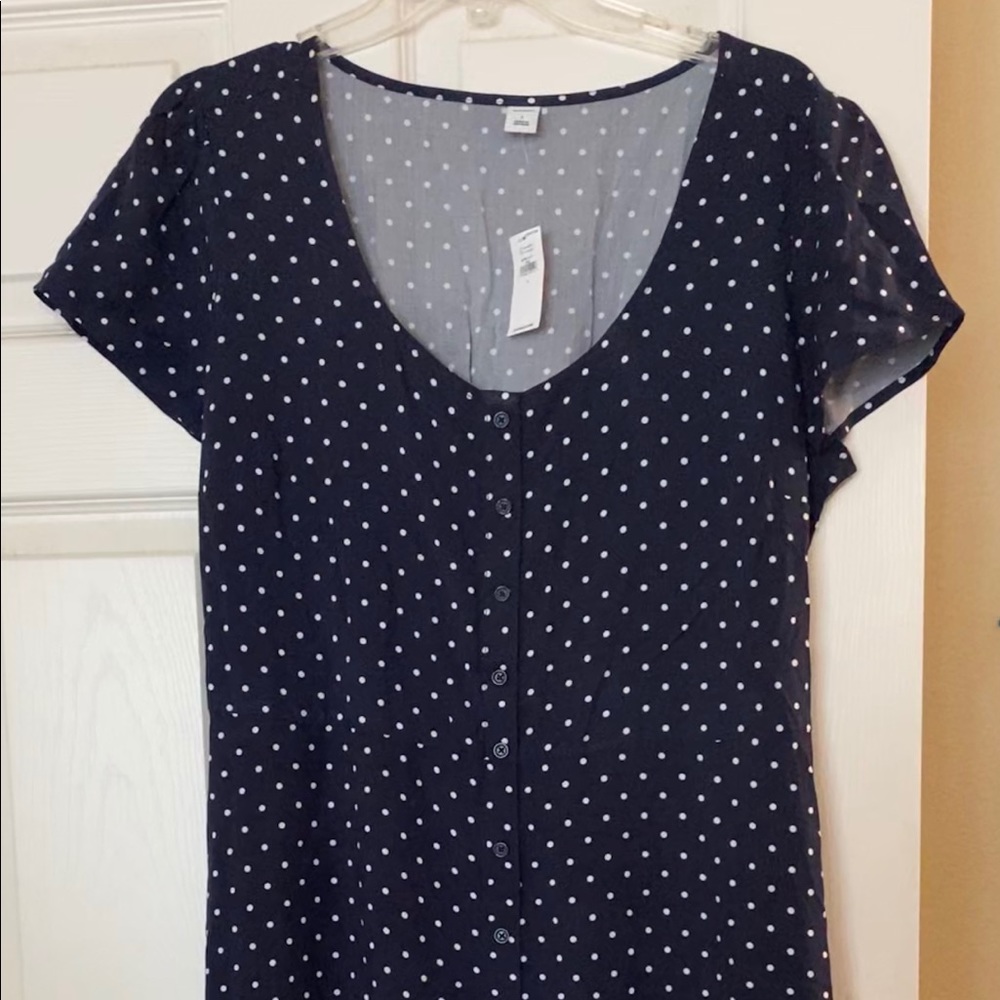 Navy polka dot dress, NWT
